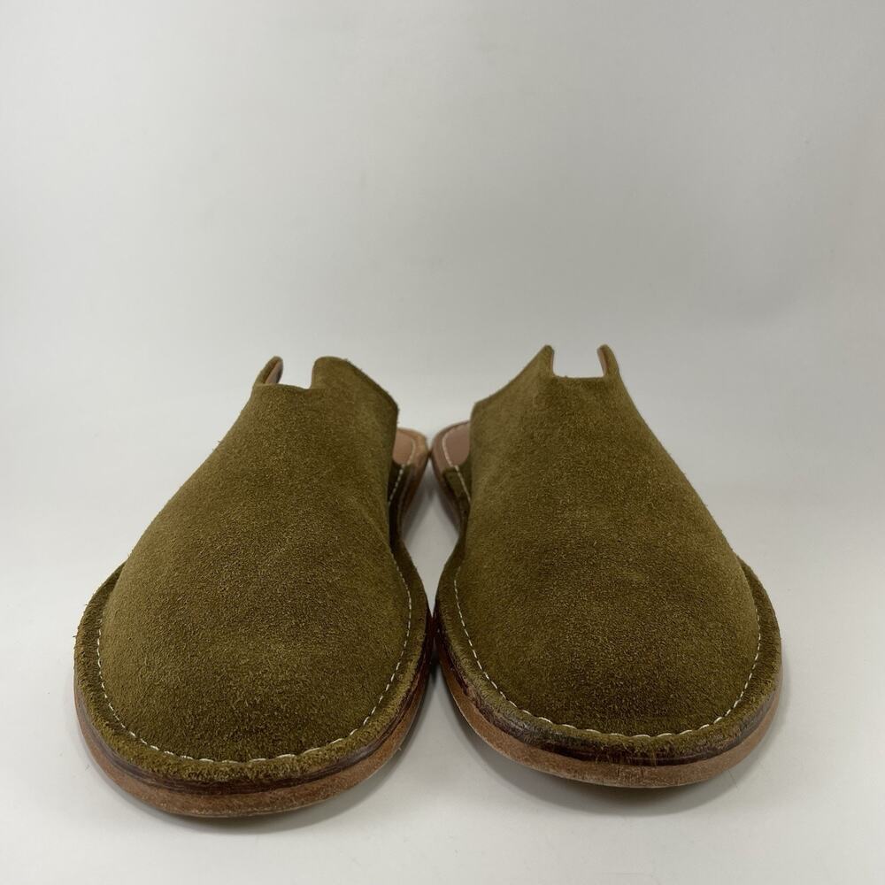 WP Standard Mr Grumpy Olive Green Suede Slippers Womens Size Large WL Size 9-10 - Picture 2 of 12